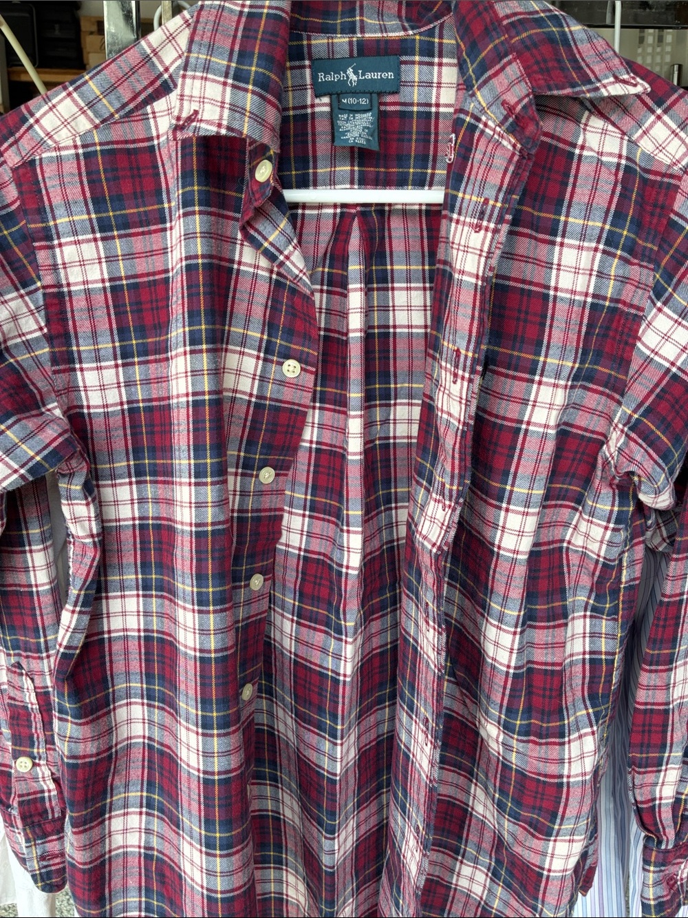 Ralph Lauren Red, Navy & White Plaid Boys Button-Down Shirt 10/12